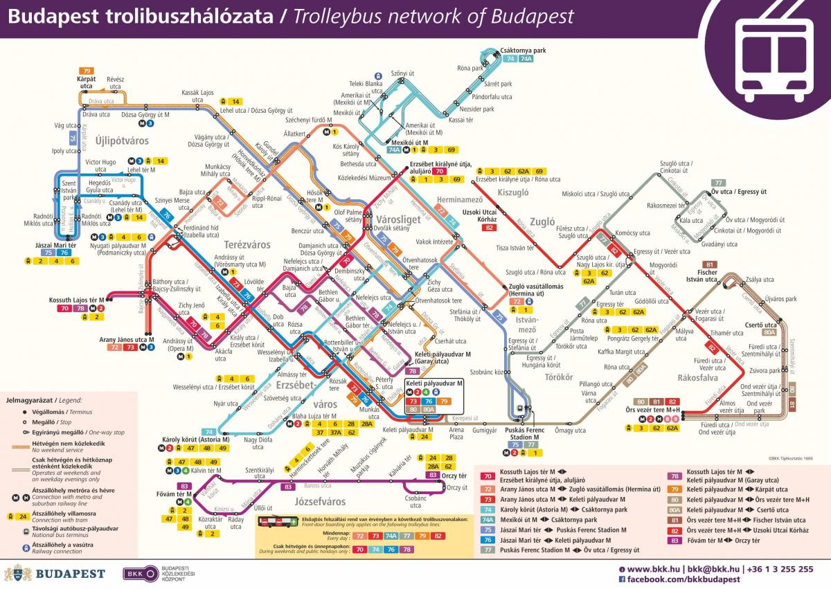 mappa di budapest filobus