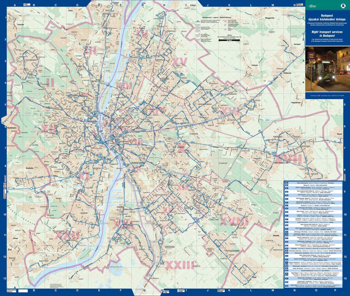 budapest, bus notturno mappa