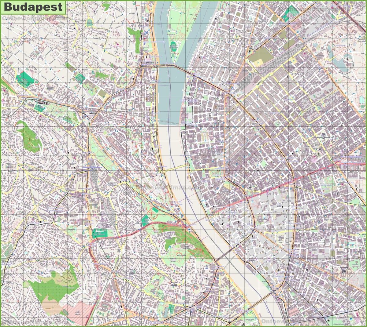 mappa stradale di budapest, ungheria