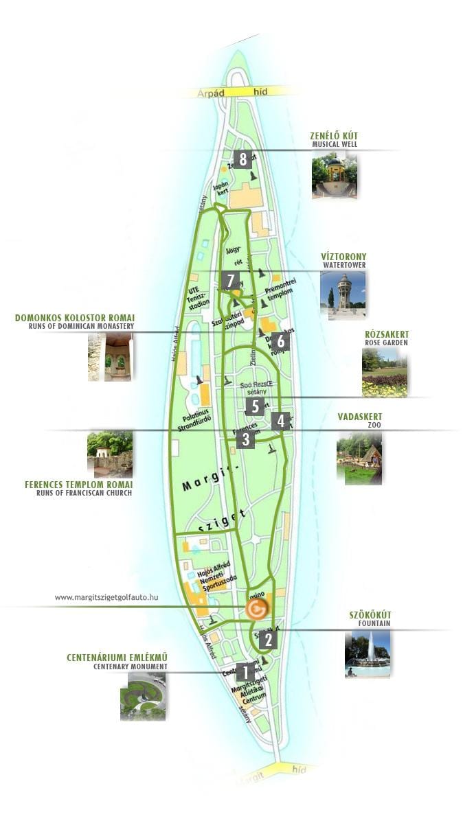 mappa di isola margherita di budapest