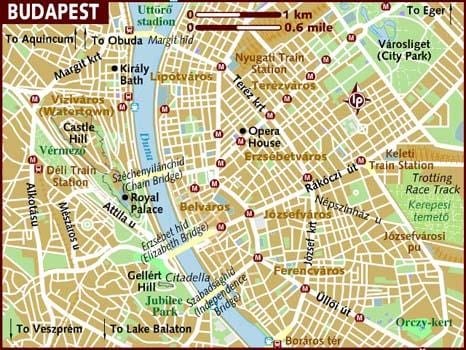 mappa della città di budapest, ungheria