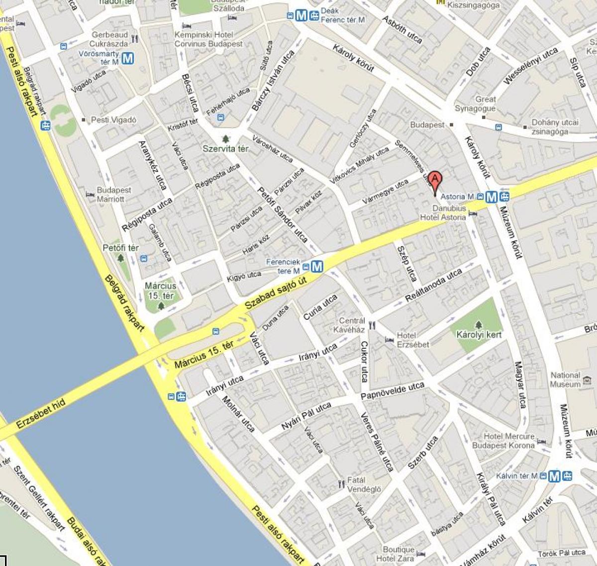 mappa di budapest hostel