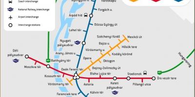 Mappa della metropolitana di budapest, ungheria